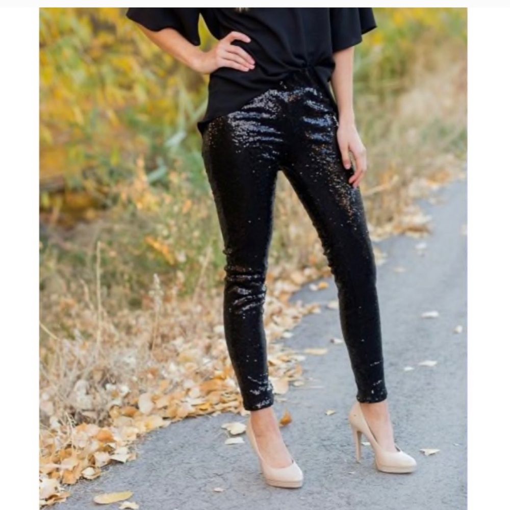 Black sequined pants